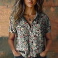 thumbnail image 6 of Womens Spring Summer Shirts Cotton Printed Fashion Casual Short Sleeve Shirts for Women, 6 of 6