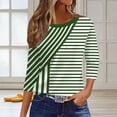 thumbnail image 5 of Ayolanni Trendy T Shirts for Women Striped Going Out 3/4 Sleeve Scoop Neck Blouse Fitted Ladies Shirts Tops for Women Green L, 5 of 7