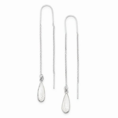 Goldia Sterling Silver Clear Crystal Teardrop Threader Earrings Sterling Silver Clear Crystal Teardrop Threader Earrings