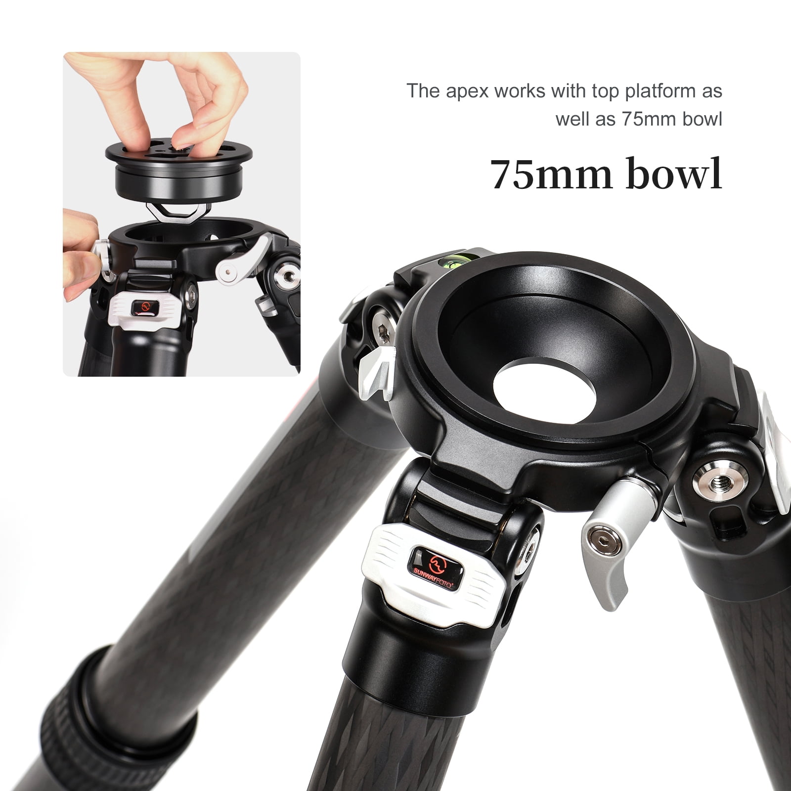 SUNWAYFOTO T3650CM Fiber Tripod for Video Camera Photography Weight Outdoor Tripod Waterproof,55.0lb Load