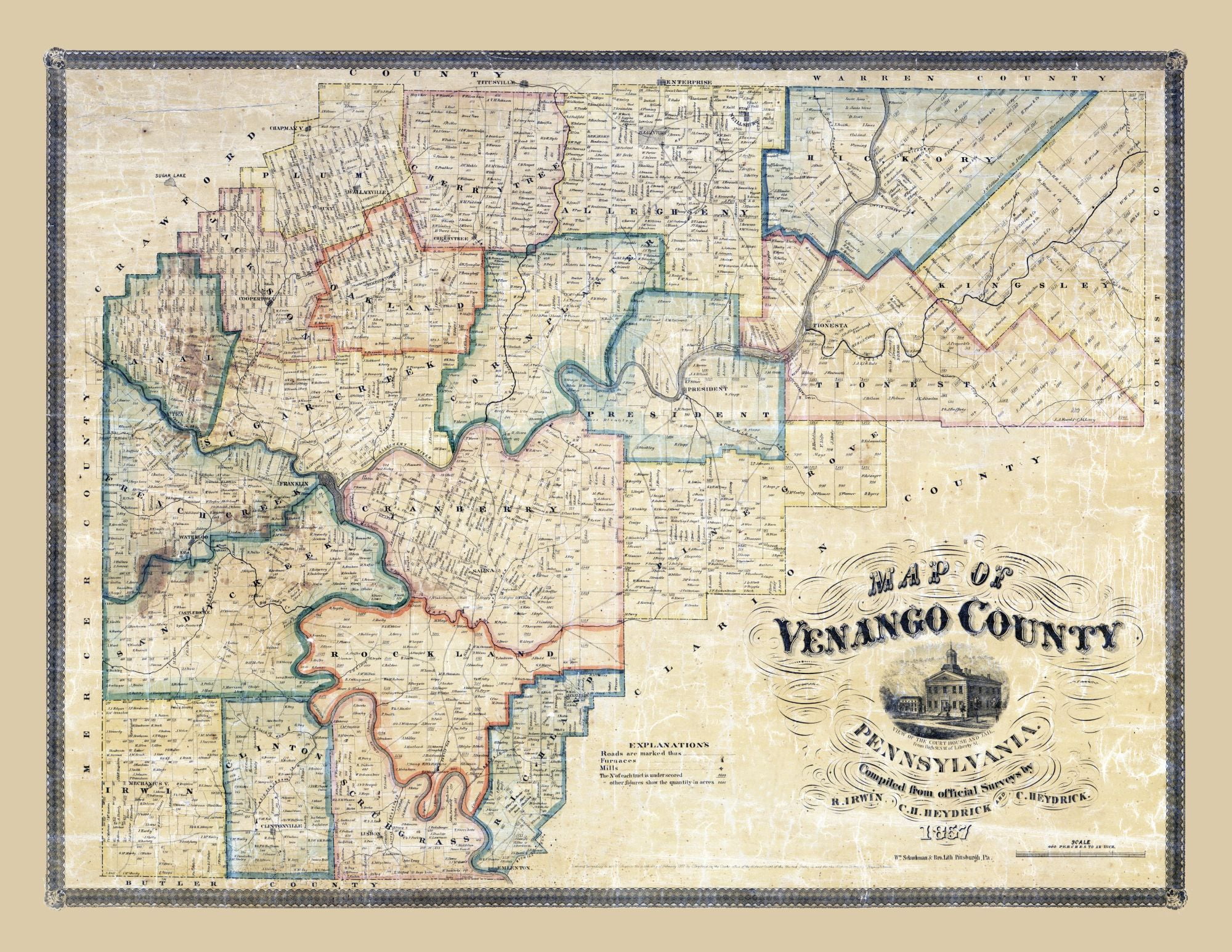 Venango County Pennsylvania Irwin 1857 29.77 x 23