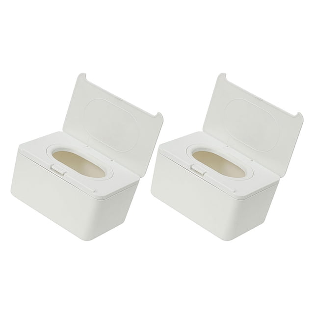 YSNOOWE 2 Pcs Contenant de Rangement pour Lingettes en Plastique Réutilisable pour Salle de Bain Blanc