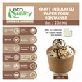 thumbnail image 2 of EcoQuality [25 Pack] 8 oz Disposable Kraft Paper Soup Containers - Half Pint Ice Cream Containers, Frozen Yogurt Cups, Restaurant, Microwavable, Take Out, Food Storage, Recyclable, 2 of 9