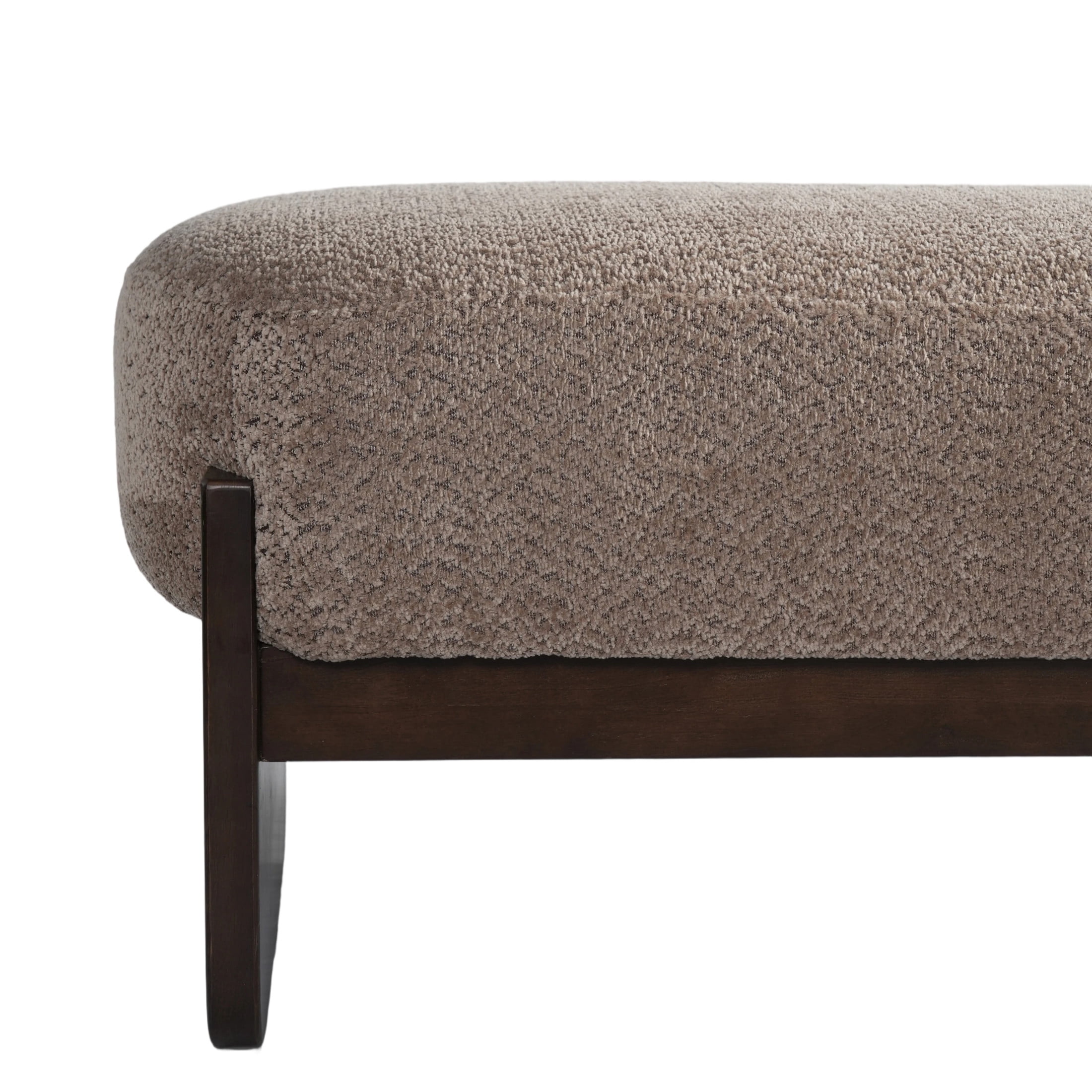 Christopher Knight Home Loop Yarn Rectangle Ottoman Bench with Brown Wooden Legs and Light Brown Upholstered