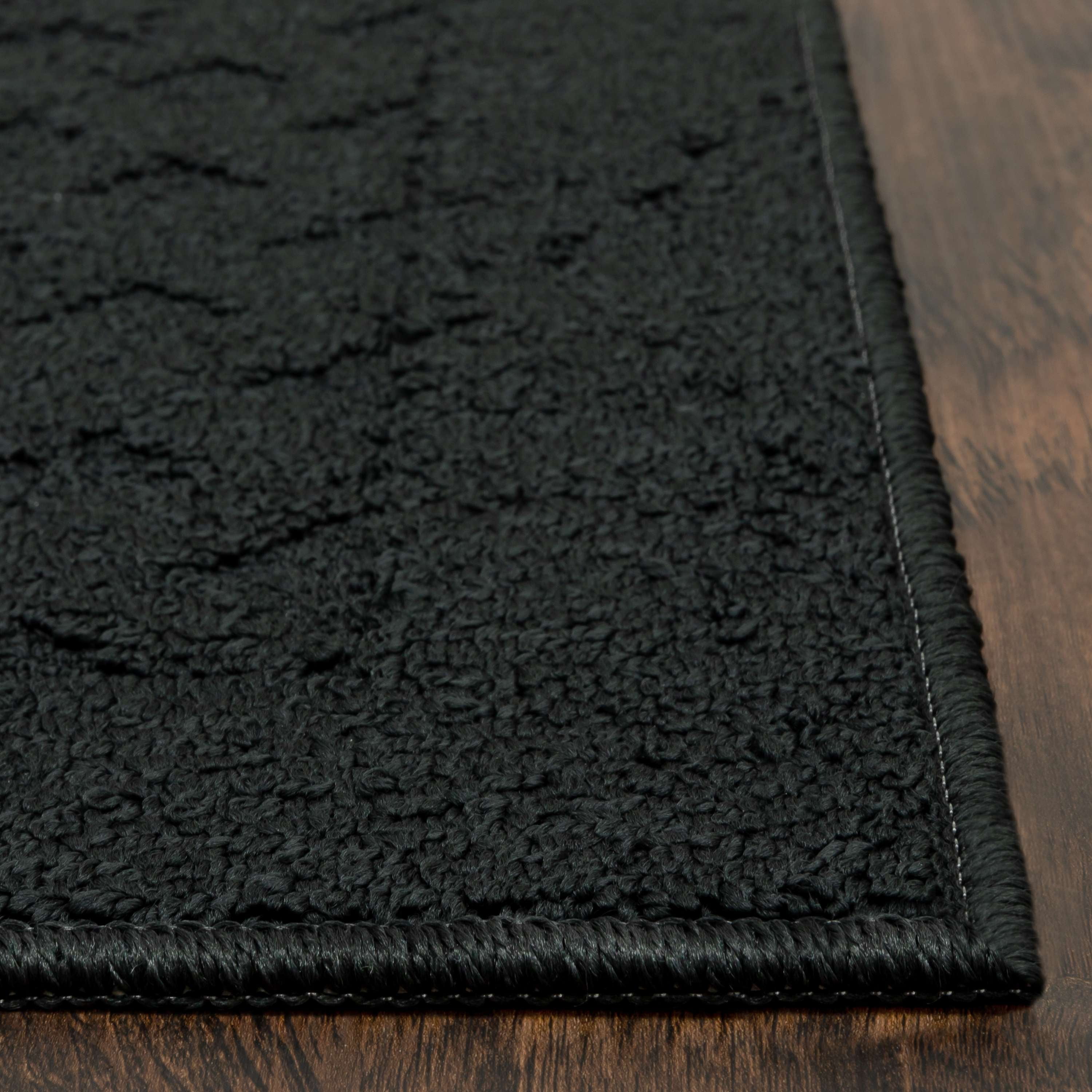 (2 pack) Mainstays Dylan Solid Diamond Olefin Black Indoor Accent Rug, 1'8"x2'6"