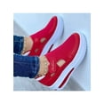 thumbnail image 3 of SIMANLAN Womens Platform Casual Sneakers Walking Sandals Breathable Mesh Flats Red 7.5, 3 of 5