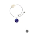 thumbnail image 2 of Delight Jewelry Silvertone Round - Imitation Cat's Eye - Blue - - Goldtone Leaf Delicate Bracelet, 6.25+1.75", 2 of 4