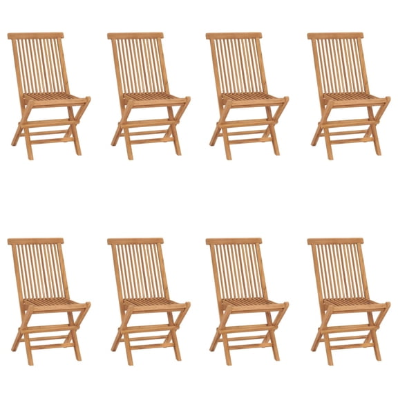 vidaXL Garden Chair Set of 8 Teak Solid Teak Wood Standard Foldable