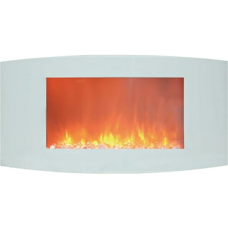 Cambridge Outdoor Living CAMBR35WMEF-1WHT 35" Curved Wall Mount Electronic Fireplace With Crystal Rocks