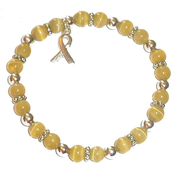 Childhood Cancer Bracelet - Golden Awareness Stretch Bracelet - Fits Adults Packaged