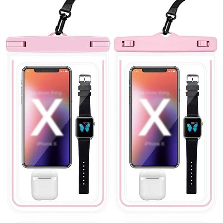 Universal Large Waterproof Pouch Bag with Lanyard, IPX8 Waterproof Dry Bag for iPhone 14 Pro Max/ 13/12/ 11/ Galaxy S23 Ultra S22 Vacation Swimming (Color : Pink)