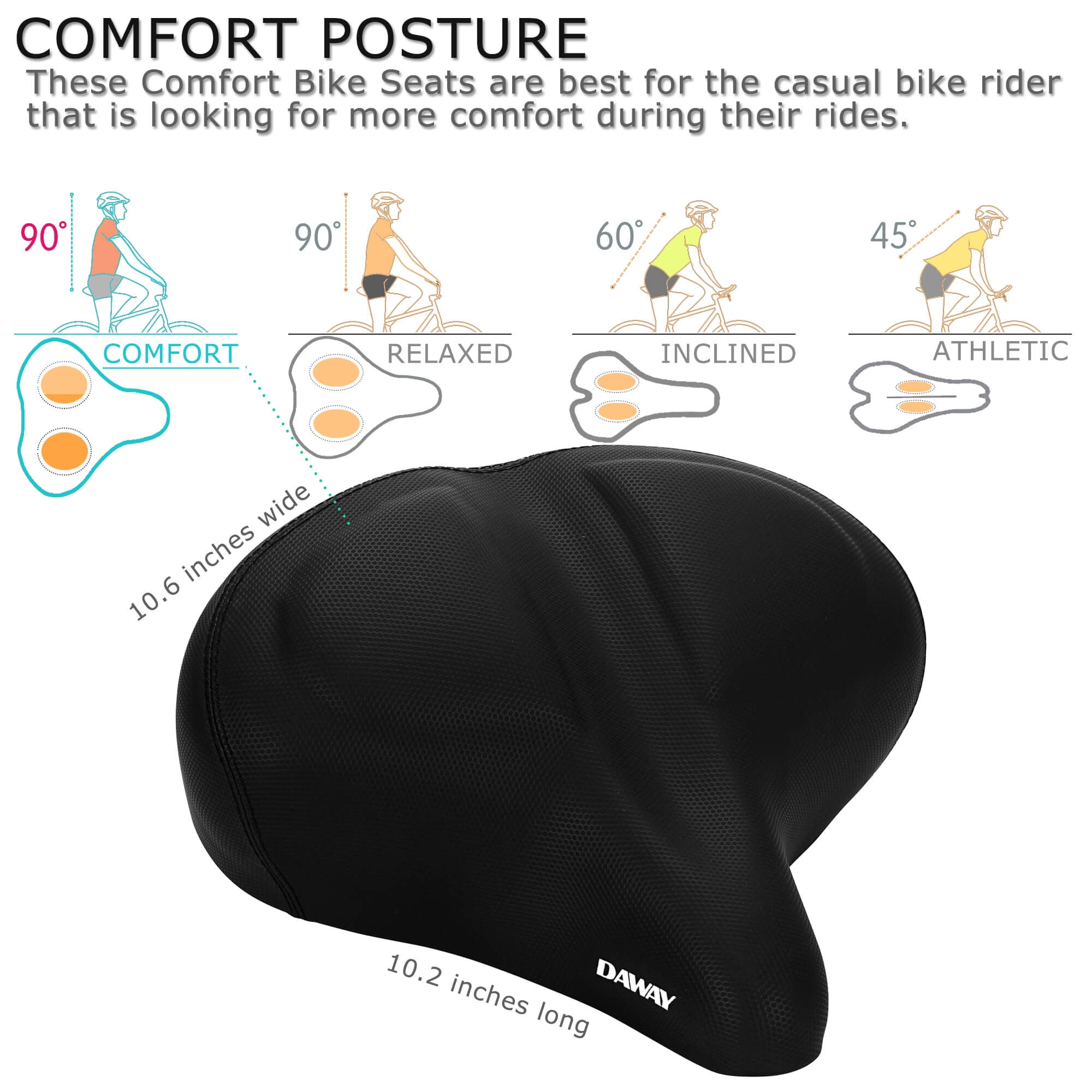 DAWAY Comfortable Oversized Bike Seat - Compatible with Peloton