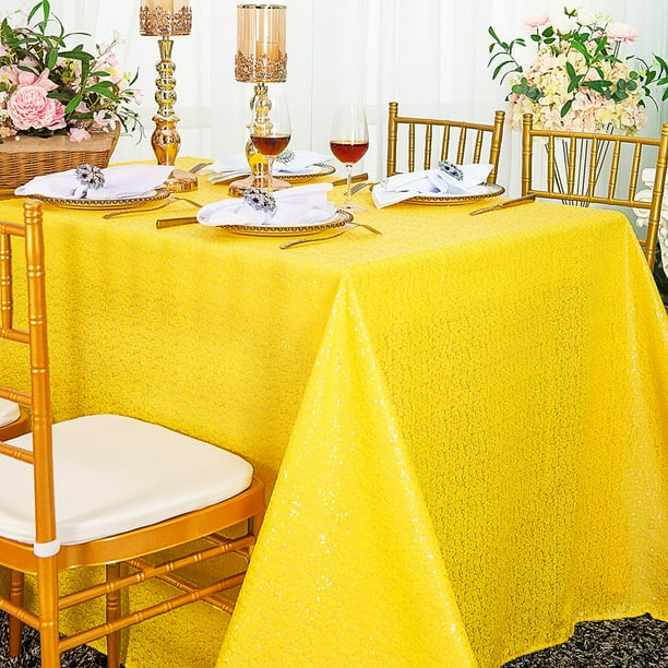 Wedding Linens Inc. 90'' x 156" Rectangular Sequin Taffeta Tablecloth