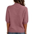 thumbnail image 5 of OIOLOYJM Short Sleeve Sweater for Women Dressy Casual Half Turtleneck Knit Short Sleeve Shirts 2026 Spring Summer Trendy Lounge Blouses Wine M, 5 of 5