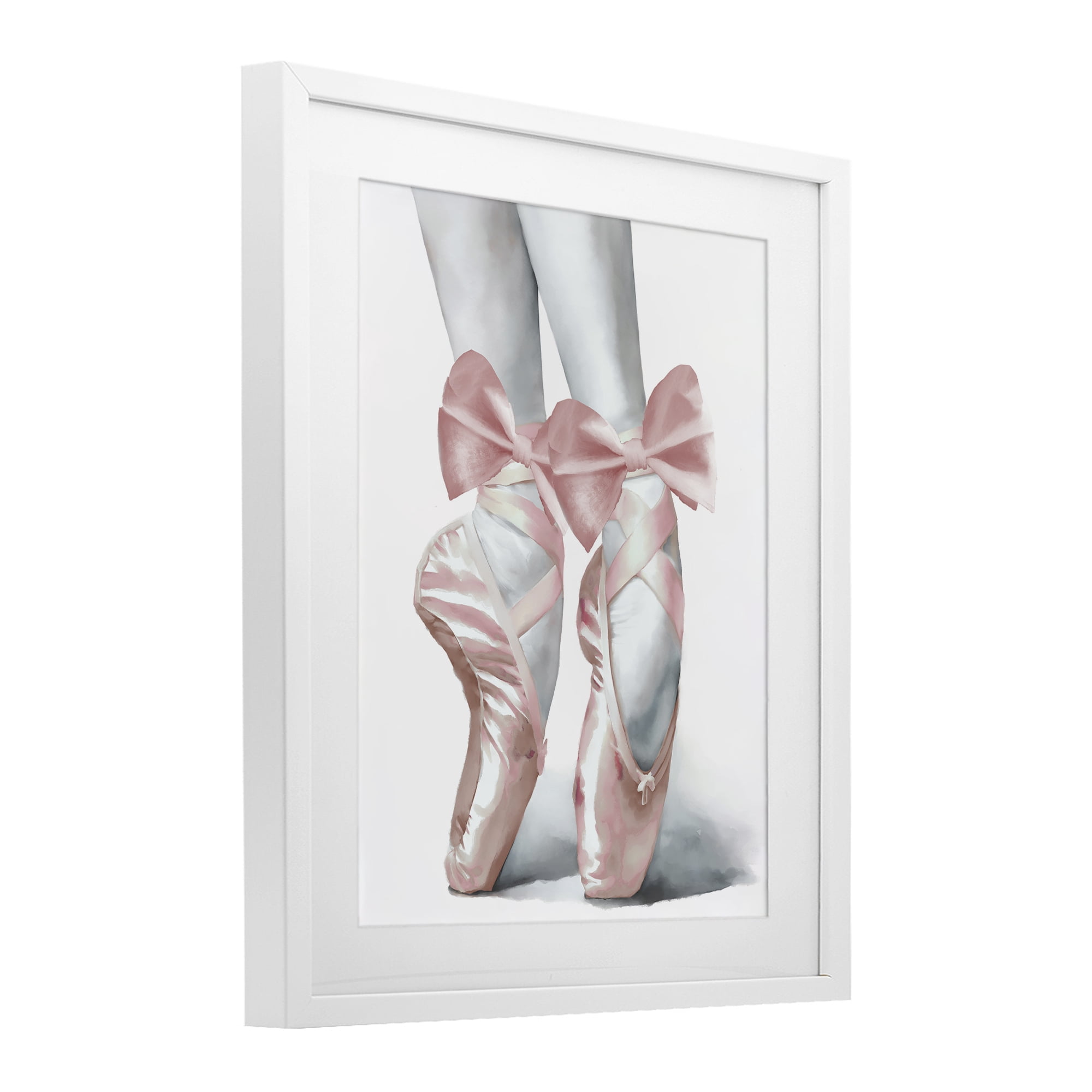 Stupell Industries Ballet Pointe Shoes White Framed Print Under Glass, design by Elizabeth Medley