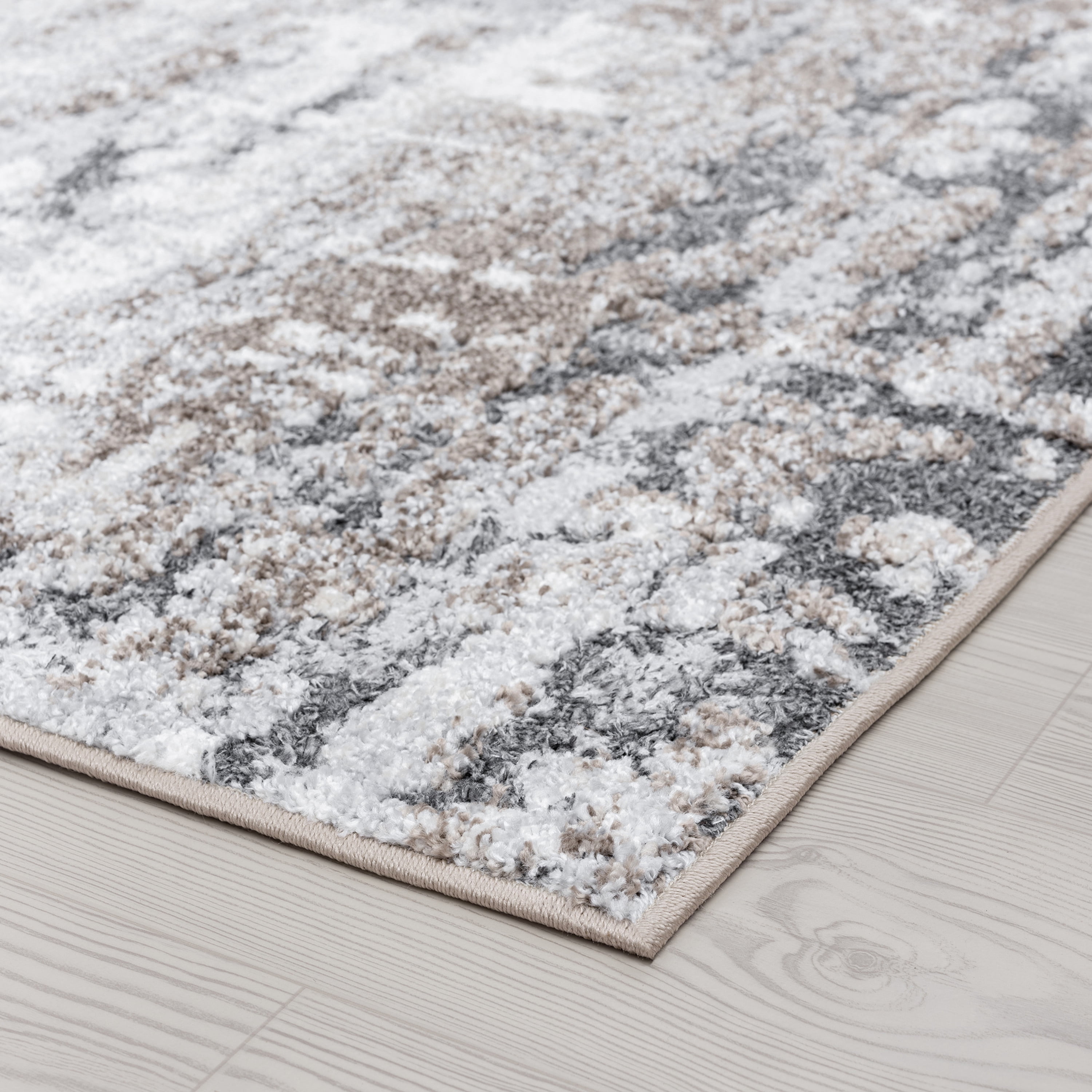 Contemporary 5x8 Area Rug (5'3'' x 7'3'') Abstract Beige, Gray Living Room Easy to Clean