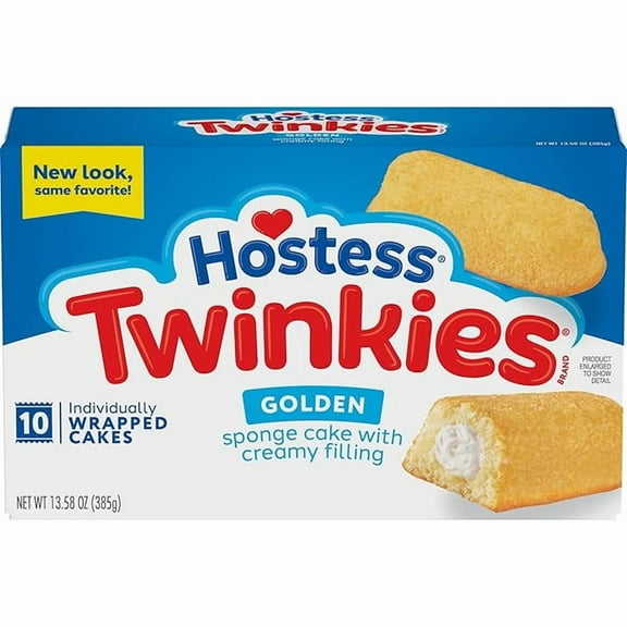 Pack of 1 Hostess Twinkies Snack Cakes, Golden Sponge Cake with Crème Filling, 13.58 oz. Box,10 Count