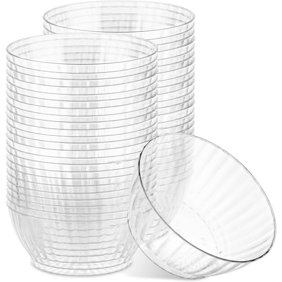PLASTICPRO Crystal Clear Plastic Bowls 6 oz Disposable Bowls Plastic Silverware, 50 Pack