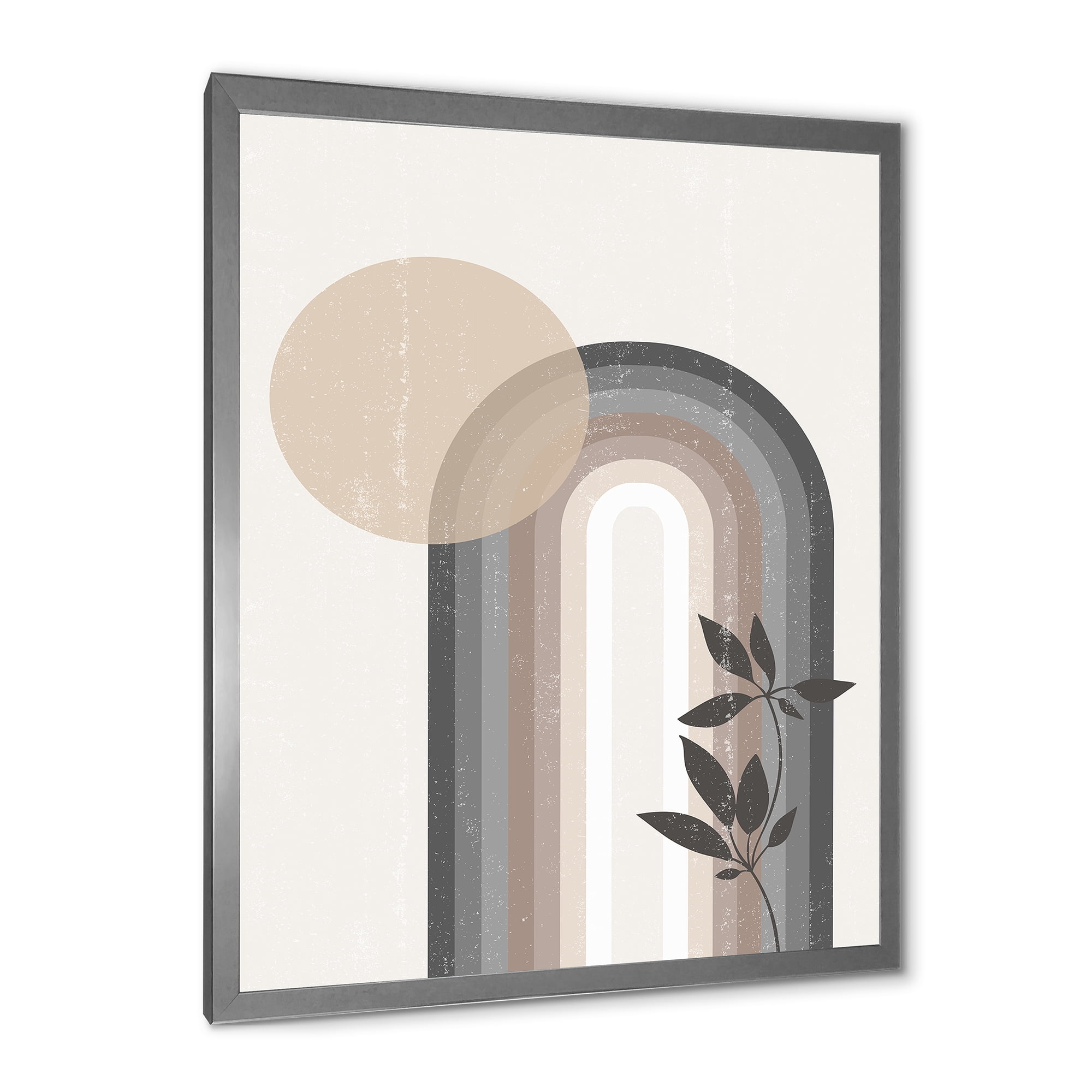 Designart 'Abstract Rainbow Moon and Sun In Earth Tones III' Modern Framed Art Print