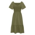 thumbnail image 6 of Womens Dresses Fashion Women Loose V-Neck Summer Solid Short Sleeve Dress clothes under $25.00, 6 of 8
