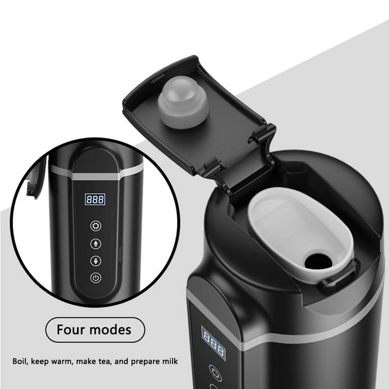 Portable 12V Thermos Van Tea Coffee Mug Electric Thermal Flask Heating Cup  Car Accessories BLACK SMALL SCREEN 