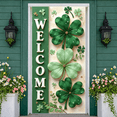 thumbnail image 6 of Green Clover St. Patrick's Day Banner Blue White Stripe Welcome Backdrop Golden Glitter Wooden Texture Background for St. Patrick's Day Party Festival Home Welcome, 6 of 9