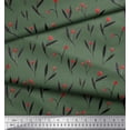 thumbnail image 3 of Soimoi Green Cotton Duck Fabric Red Berries & Leaves Print Fabric by the Yard 42 Inch Wide, 3 of 3