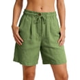 thumbnail image 2 of Mifsaly Beach Shorts Women Drawstring Elastic Waist Lounge Shorts with Pockets Lightweight Loose Summer Casual Vacation Outfits Green,L, 2 of 6