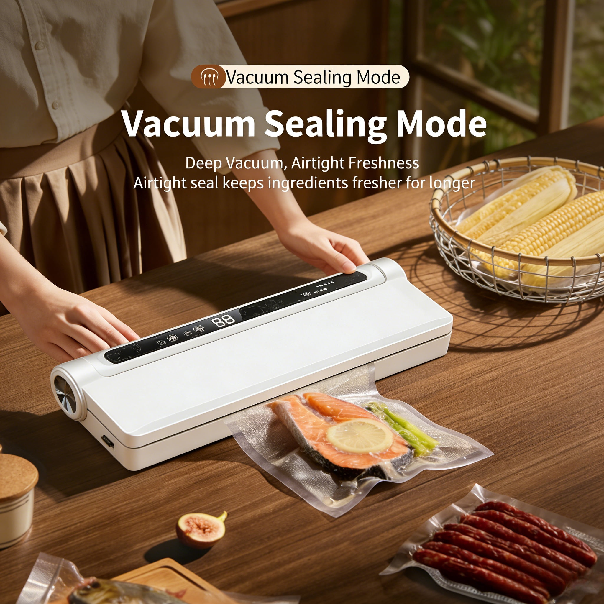 Vacuum Sealer, Food Sealer Machine with Dry Wet Modes for Meal Prep, Food Sealer