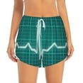 thumbnail image 2 of Xecao's ECG Wave for a double-layer running short for women, perfect for gym, tennis, and more, featuring a convenient pocket., 2 of 9