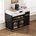 thumbnail image 4 of MODERNLUXE Extendable Dining Table with Extra-Long Folding Tabletop, Rolling Kitchen Island with Drawers,Power Outlet and Brake lock, Sideboard Storage Cabinet for Kitchen, Dining Room,Black, 4 of 11