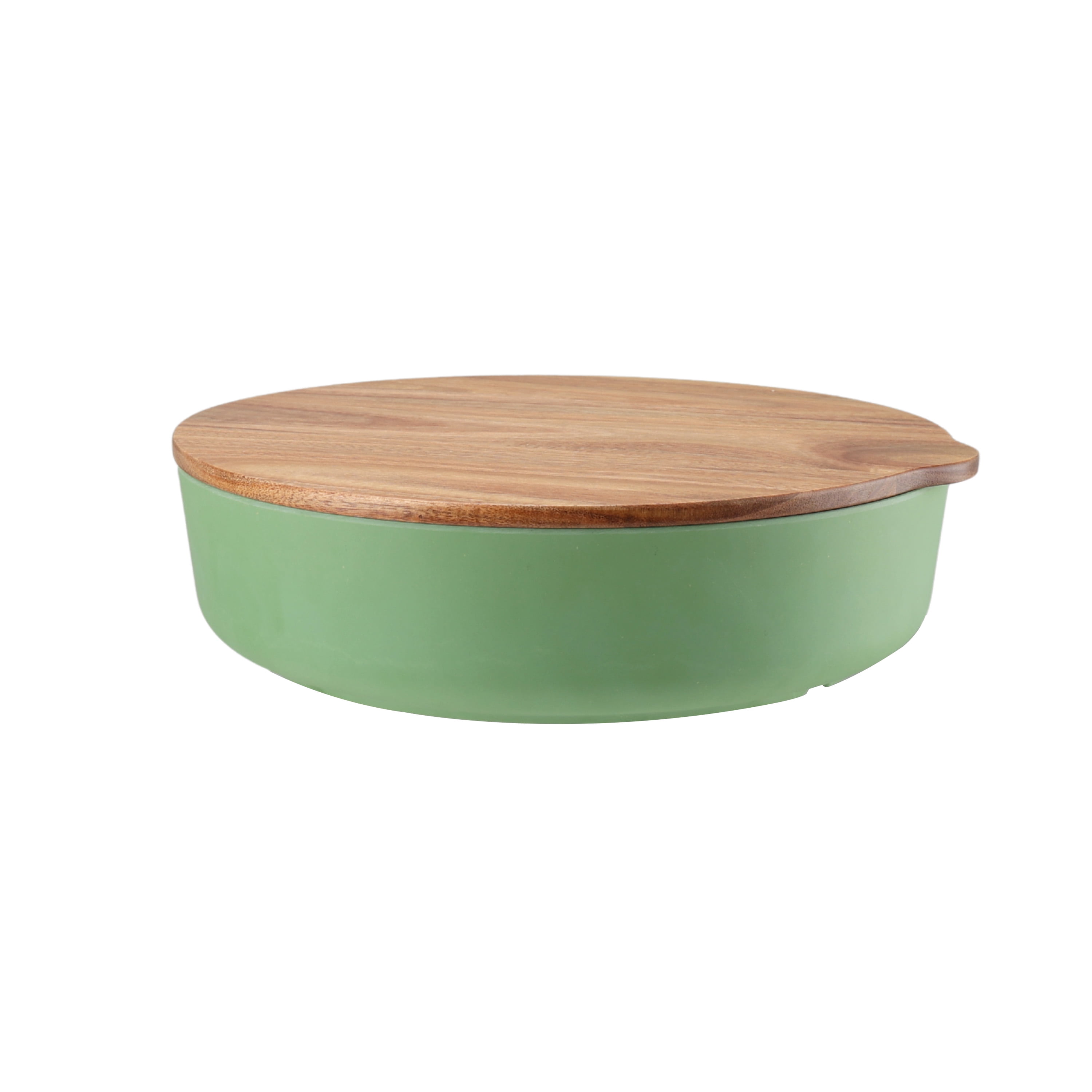 Beautiful Serve Bowl 14.6" x 6" Bamboo Melamine with Sardine Dip Bowls and Wood Lid, Multi-Color by Drew Barrymore