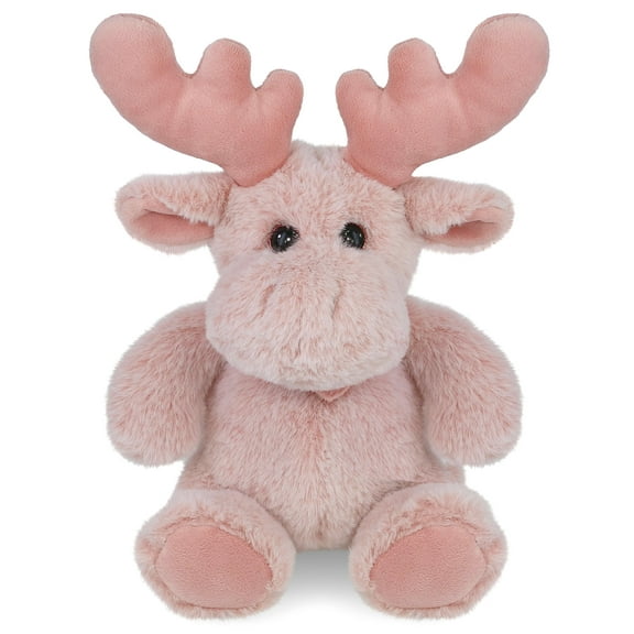 DolliBu Baby Pink Moose Stuffed Animal - Super Soft Stuffed Animals for Girls and Boys, Adorable Stuffed Wild Creatures for Kids and Cute Wild Animals Cuddle Stuffed Animals for Adults - 8.5 Inches