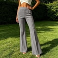 thumbnail image 5 of Women's Soft Stretchy Straight Leg Pants for Business Casual, Mid Elastic Waist with Slim Fit & Shaping, Multi-Pockets, Dressy Lounge Work Office, Womens Trousers | VerBelle,Gray L, 5 of 7