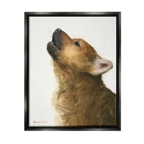 Stupell Industries Howling Brown Dog Portrait Intricate Details Painting Painting Jet Black Floating Framed Canvas Print Wall Art, Design by George Dyachenko