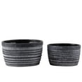 thumbnail image 1 of Benjara BM208728 Pot de Ciment Rond avec Dessus Bande et Motif Nervuré&44; Gris - Lot de 2, 1 of 1