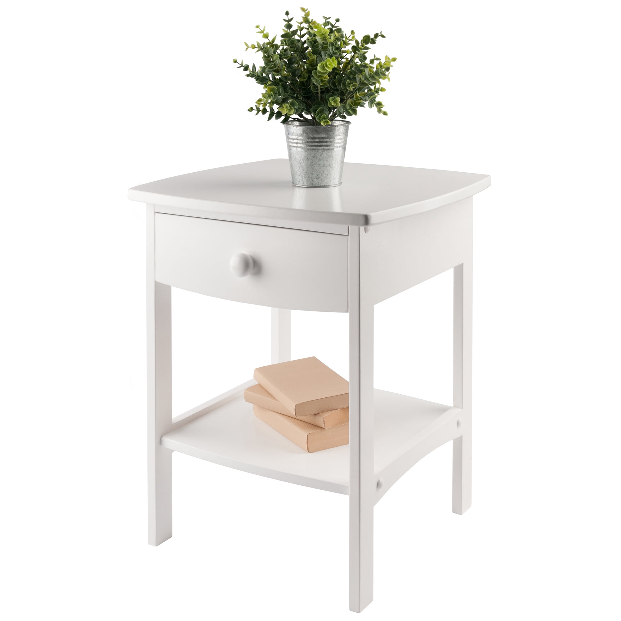 Winsome Claire Curved Nightstand, Accent Table, White Finish