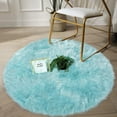 thumbnail image 3 of Ghouse Round Blue Area Rug 4 feet, Thick and Fluffy Faux Sheepskin Machine Washable Circle Plush Carpet, Faux Sheepskin Rug for Living Room, Bedroom, Kids Room, 3 of 7