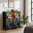 thumbnail image 6 of Dresser for Bedroom with 4 Storage Drawers Decorative Artistic Stained Glass Mosaic Lamp Dressers Chest of Drawers Steel Framed Fabric Closet Organizers for Entryway, 6 of 7