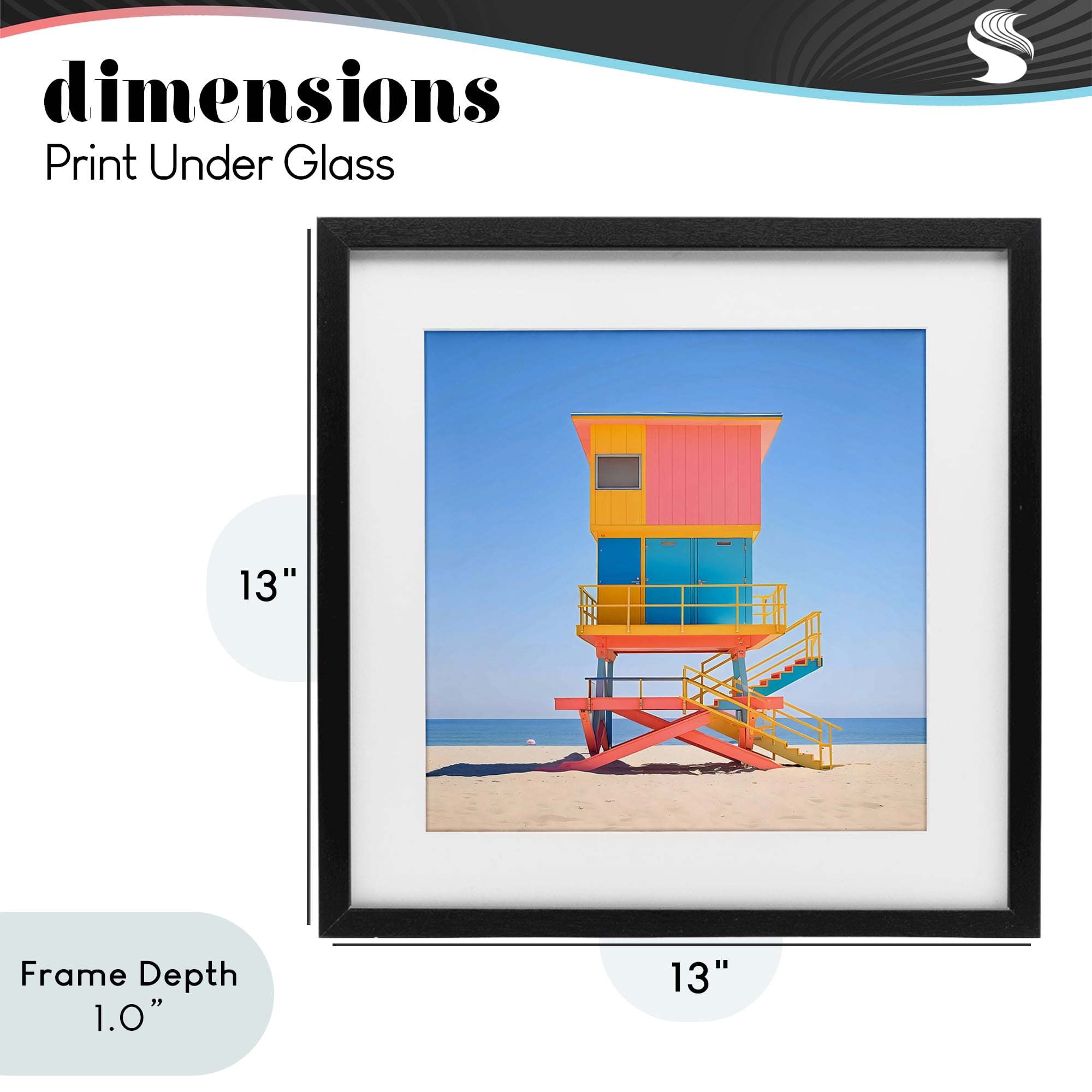 Stupell Industries Deco Lifeguard Tower on Beach Black Framed Print Under Glass, design by Creative Studio