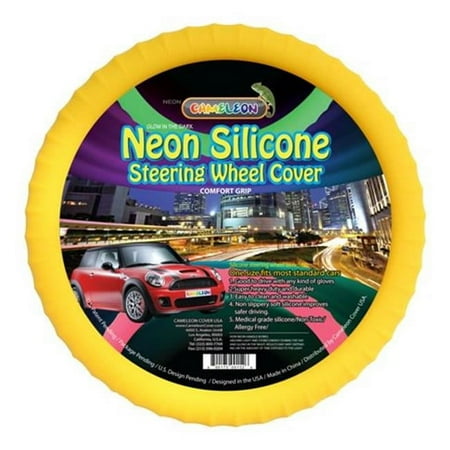Cameleon Cover NEON-YELLOW New Neon Glow In The Dark Yellow Silicone Steering Wheel Cover