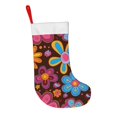 thumbnail image 3 of Flannel Christmas Stocking 17.7×11×7in Soft And Light Touch Good Socks Splicing Design Can Be Used For Hanging Retro Groovy Flowers Pattern (8), 3 of 8