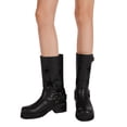 thumbnail image 6 of Mostsola Women's Mid Calf Boots Square Toe Fashion Buckle Strap Star Hollow out Riding Boots, 6 of 6