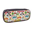 thumbnail image 2 of Lsque Transports with Animals Printed Big Capacity PU Leather Pencil Case Large Pencil Pouch Stationery Pen Bag Pencil Holder for Teen, 2 of 6