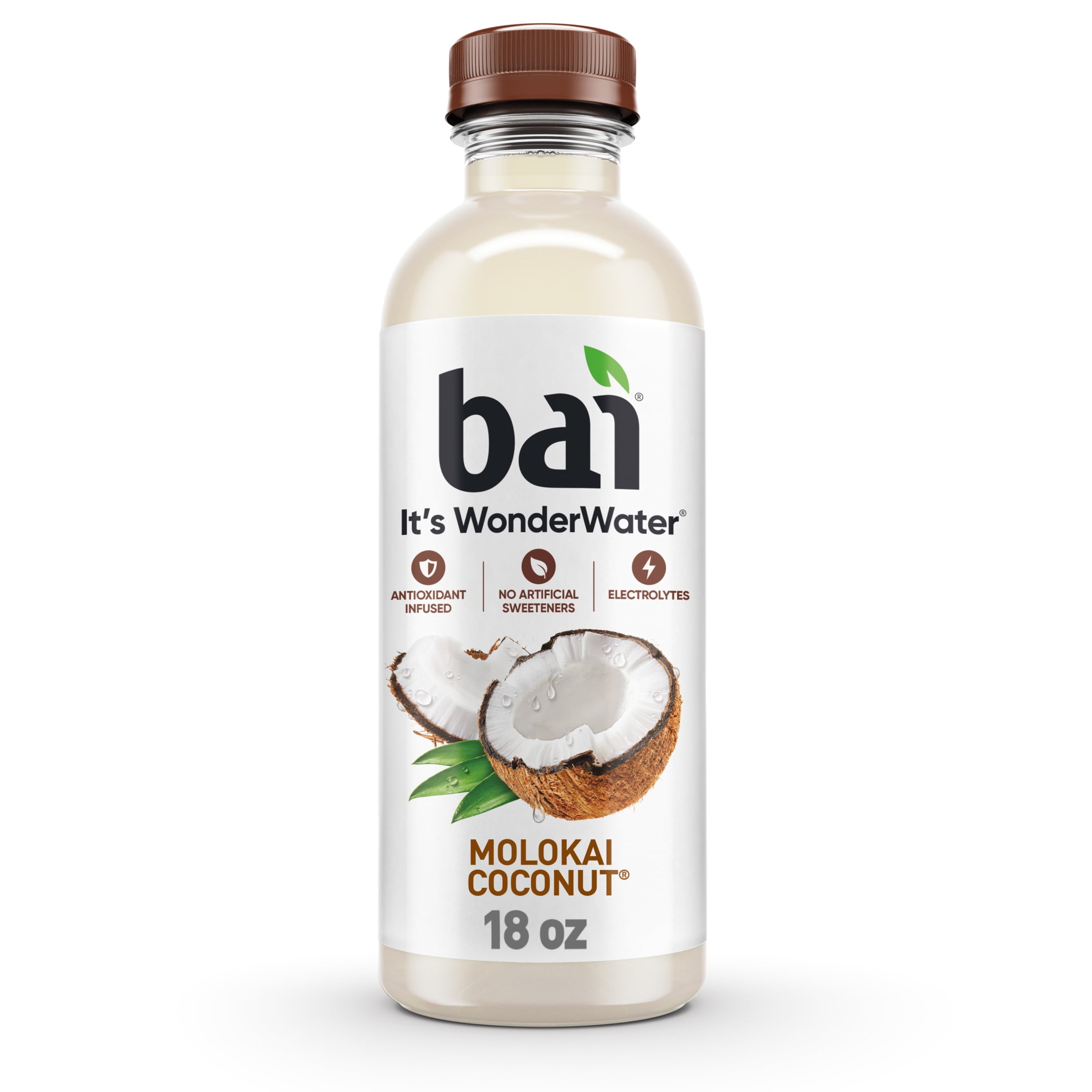 (5 pack) Bai Molokai Coconut Antioxidant Infused Water Beverage, 18 fl oz, Bottle