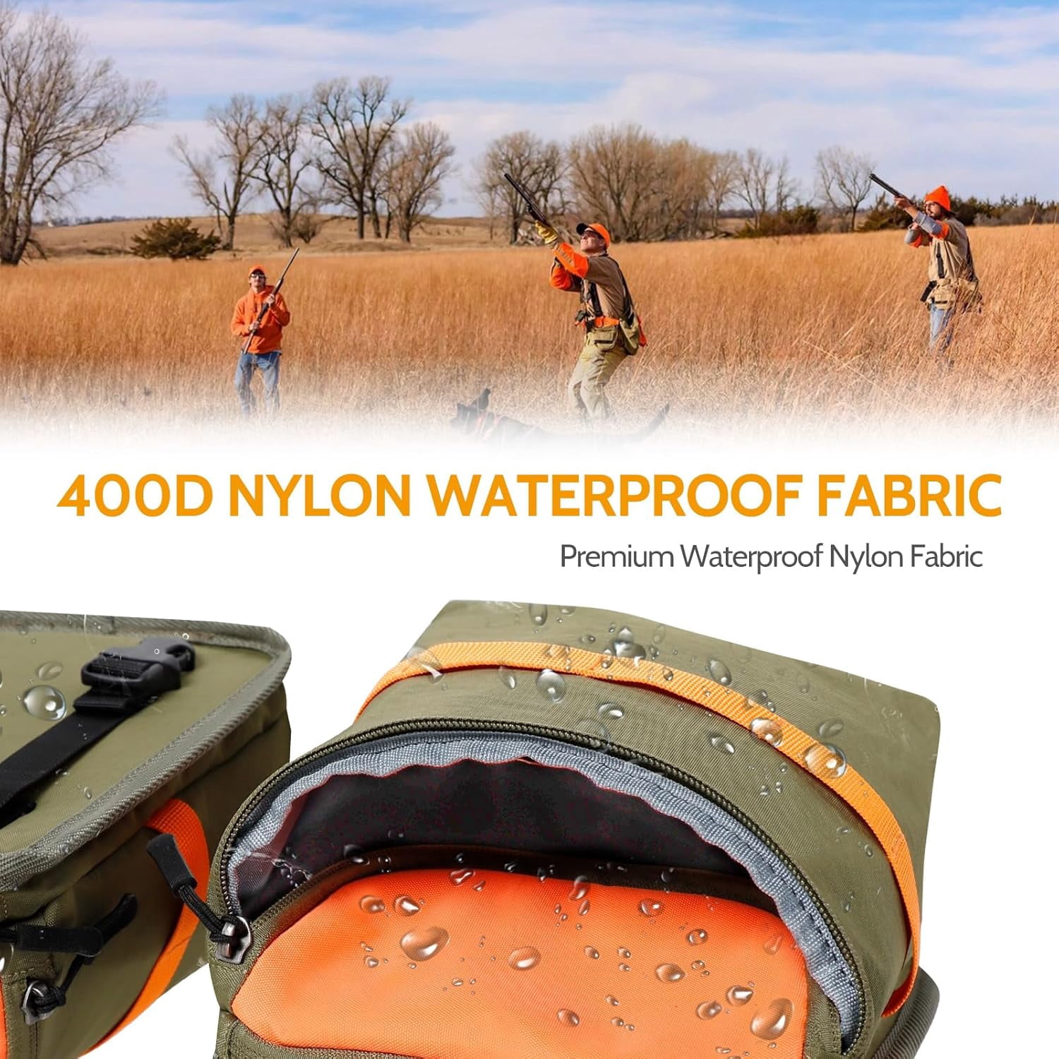 NEW VIEW Upland Hunting Ammo Pouch, 400D Nylon Waterproof Ammo Bag with Molle Strap, High Capacity Design, Removable Pockets for Easy Access, Ideal for Upland Hunting