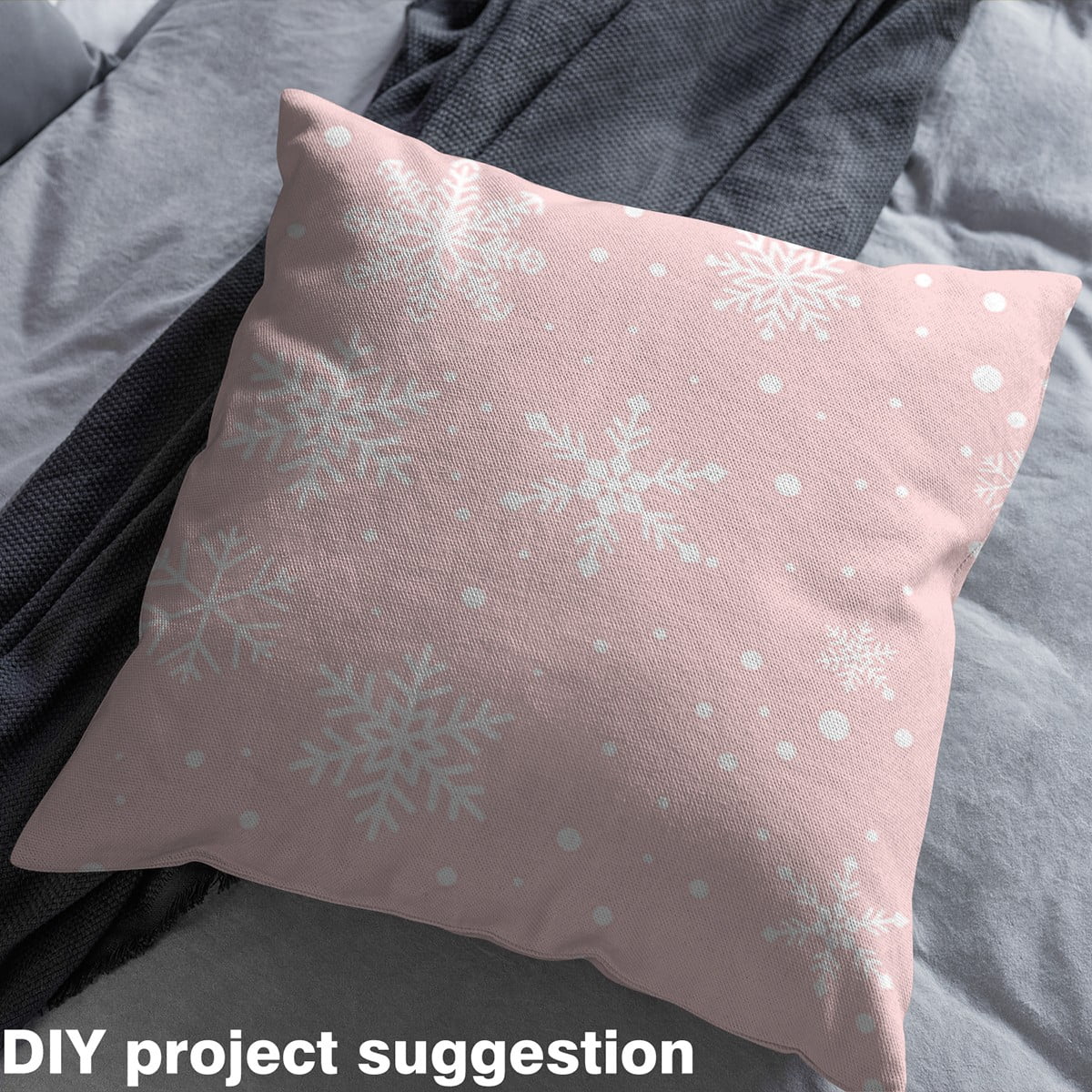 Homewish Pink Winter Snowflake Fabric by the Yard 2 Yards for Kids, Merry Christmas Sewing Fabric, Happy New Year Fabric for Sewing, Breathable Home Decor
