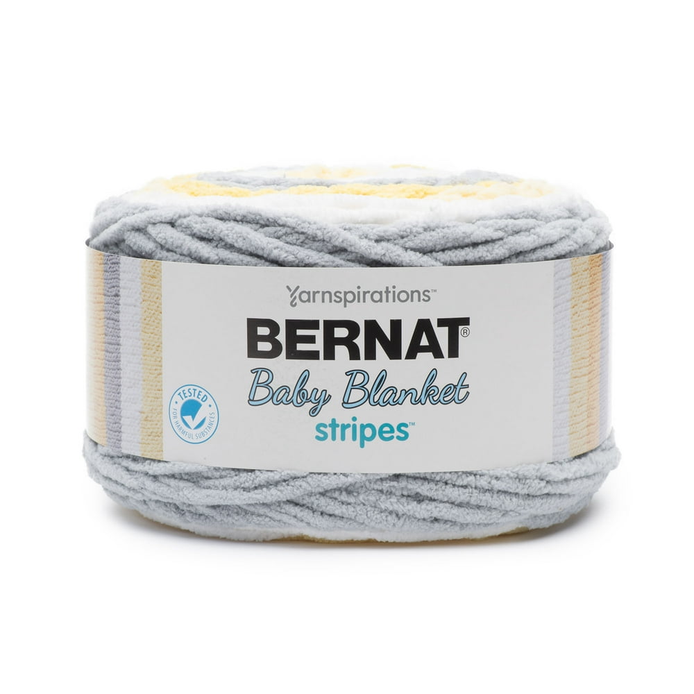 Bernat Baby Blanket Stripes Yarn, Sunshine, 10.5oz(300g), Super Bulky