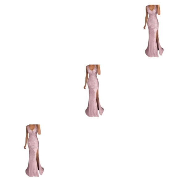 Qarigey Vestido de noche Traje de fiesta Ropa festiva Bola larga Corte en el hombro Sirena Brillo Lavable Vestidos de baile Rosa Type1 NO1