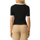 thumbnail image 3 of INSPIRAR CHIC Camiseta de punto ajustada para mujer con cuello redondo y contraste de color, manga corta, pulóver, S, negro, 3 of 5